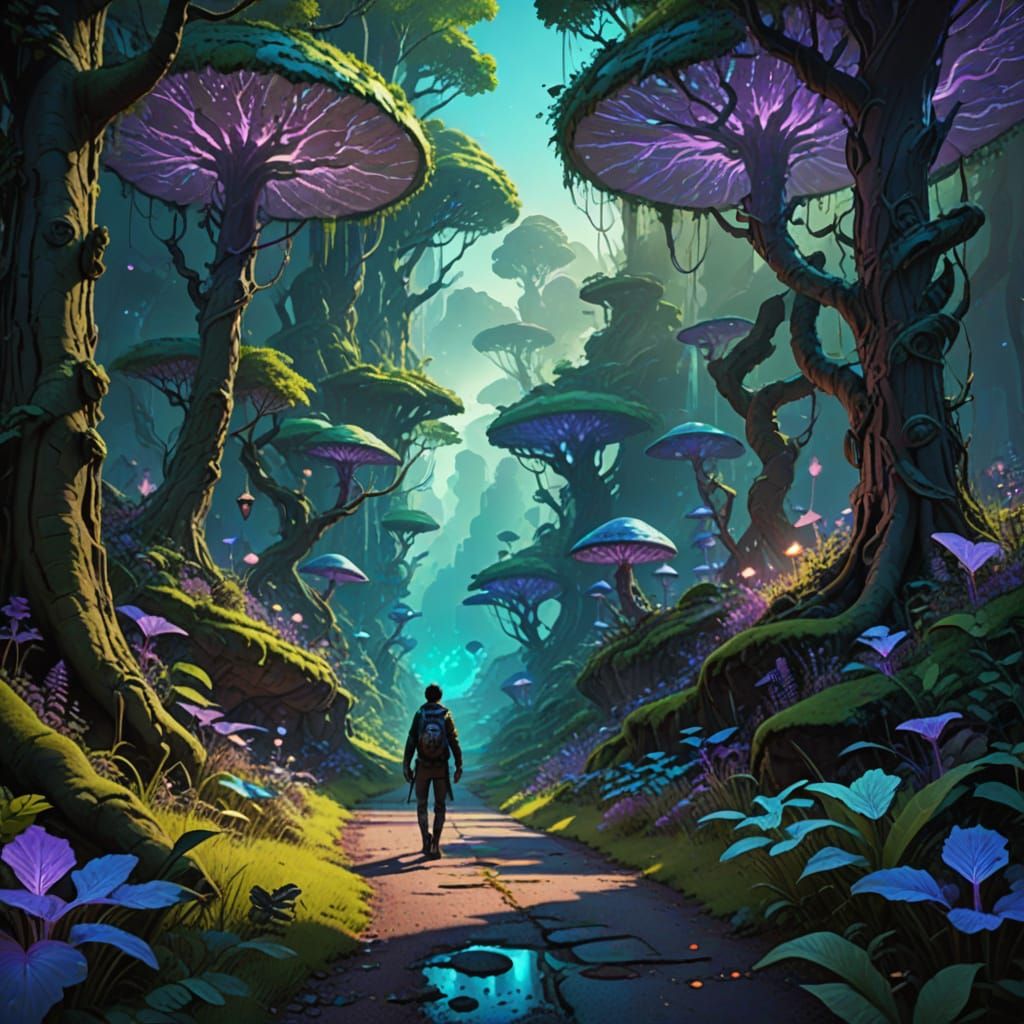 Ethereal Roadways in a Fantastical Forest