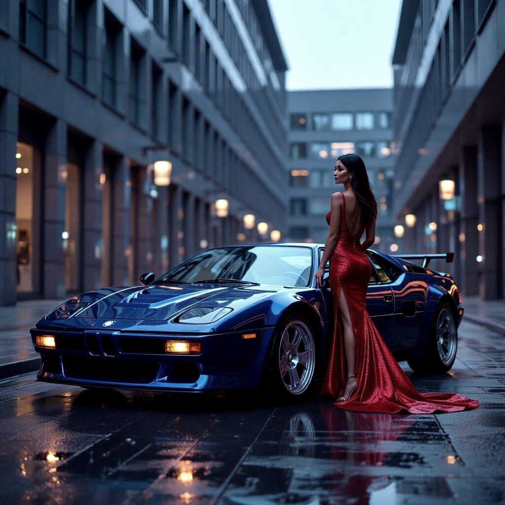 Iconic BMW M1 in Deep Metallic Blue on Munich Street
