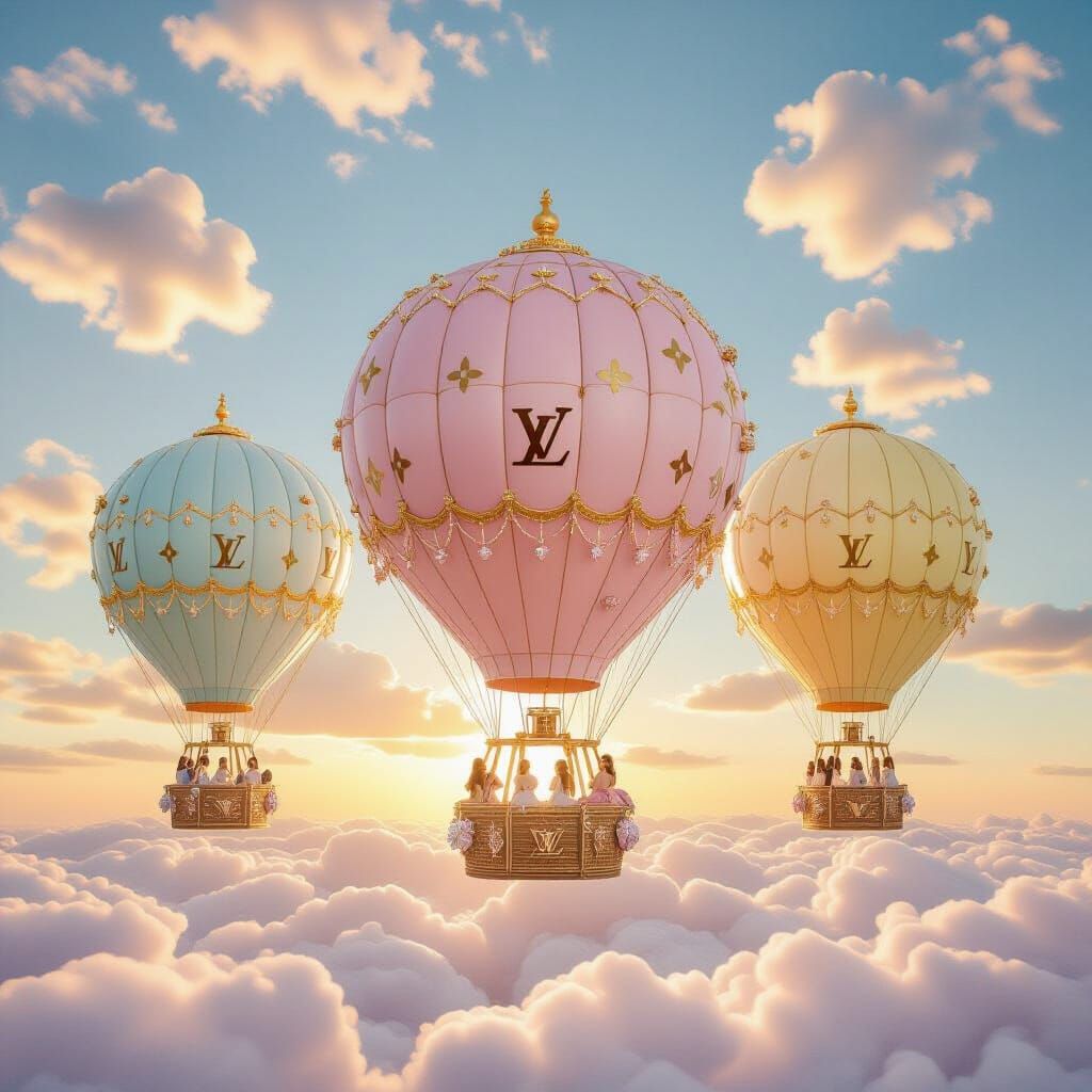 Dreamy Sky: LV Handbag Hot Air Balloons