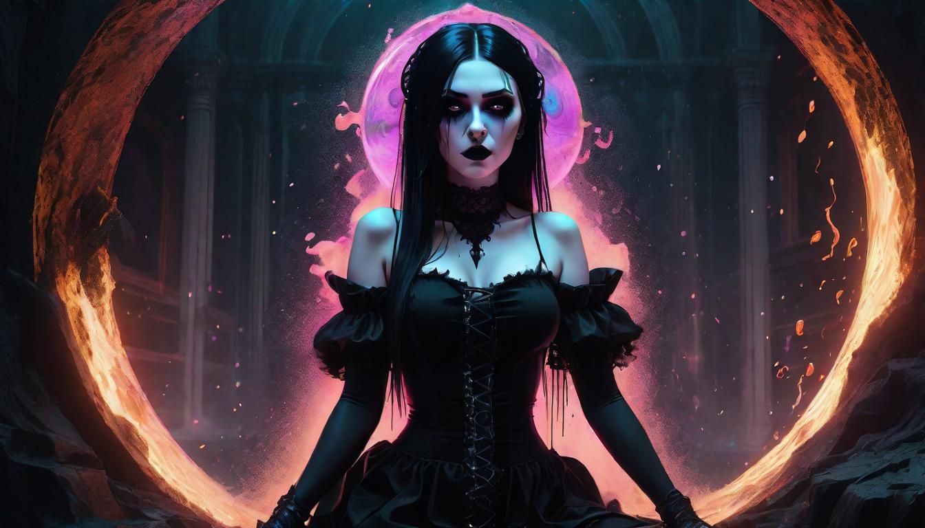 Gothic Woman Opens Portal: Hyperrealistic Dark Fantasy Art