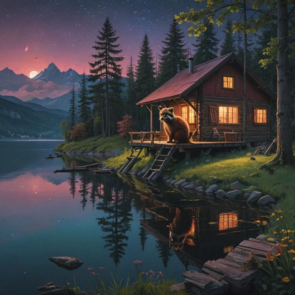 Ethereal Nighttime Scene in Switzerland's Springtime