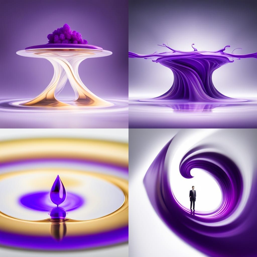 Violet Liquid Tornado with Golden Rings, Professional Photog...