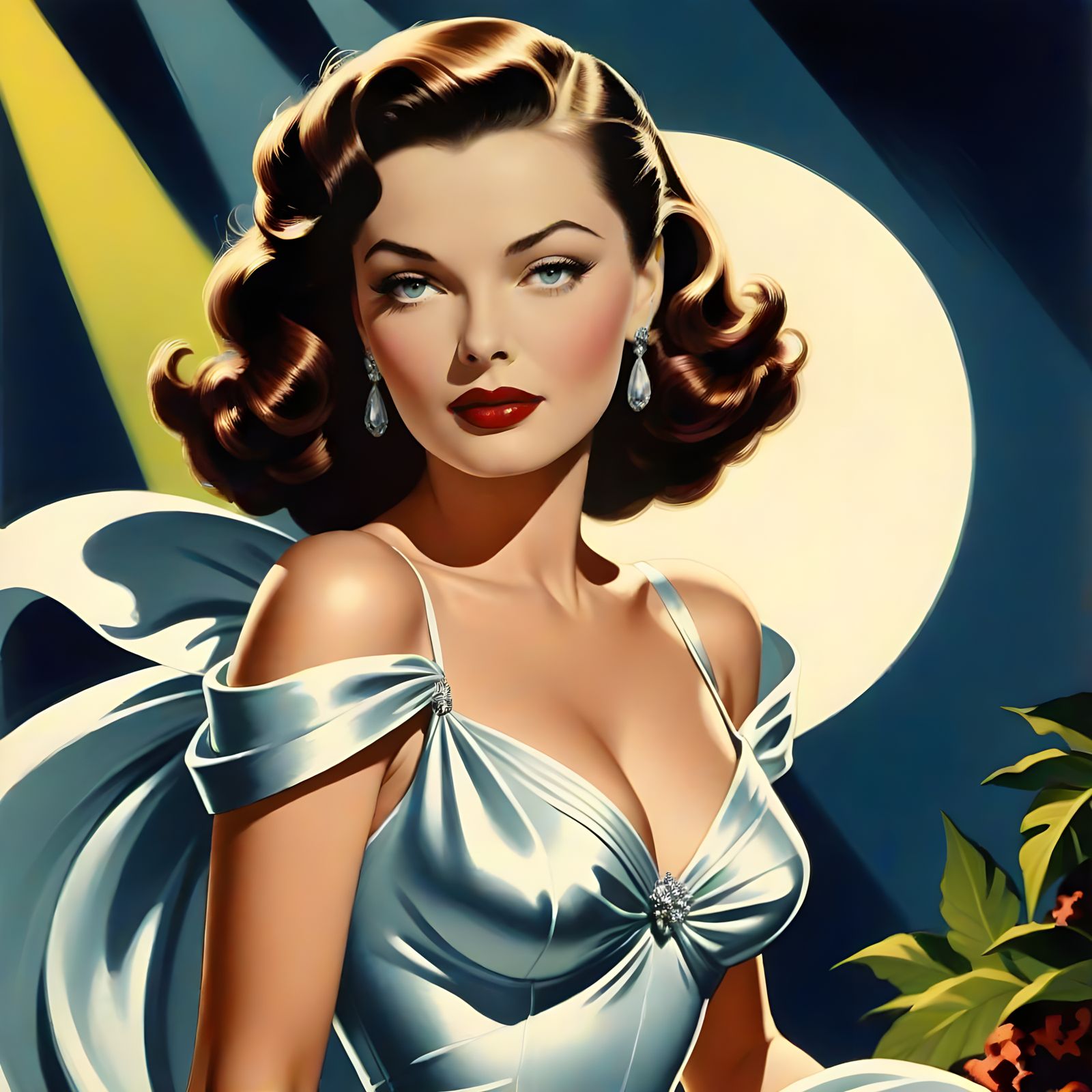 Gene Tierney Caricature in Theatrical Comic Style