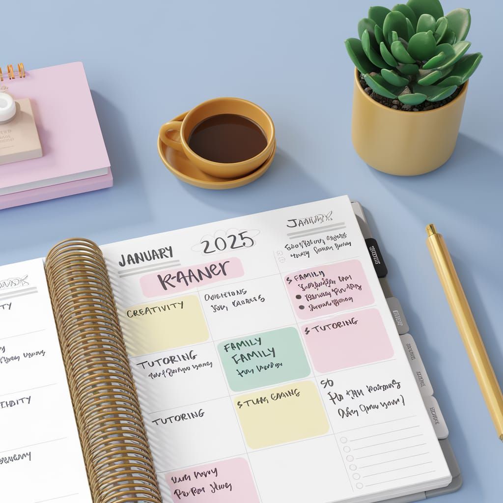 Organizational Planner for January 2025 with Creative and Fa...