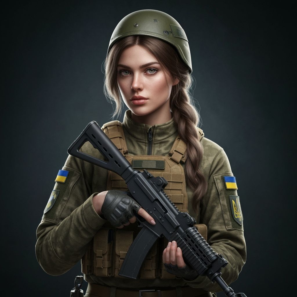 Brave Ukrainian Soldier in Modern Military Uniform