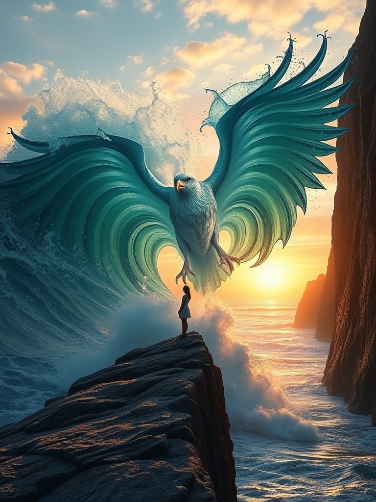 Surreal Photorealistic Digital Illustration of Sublime Cliff...