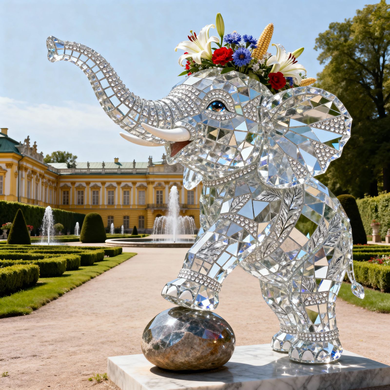 Giant Baby Elephant Sculpture in Palace Gardens