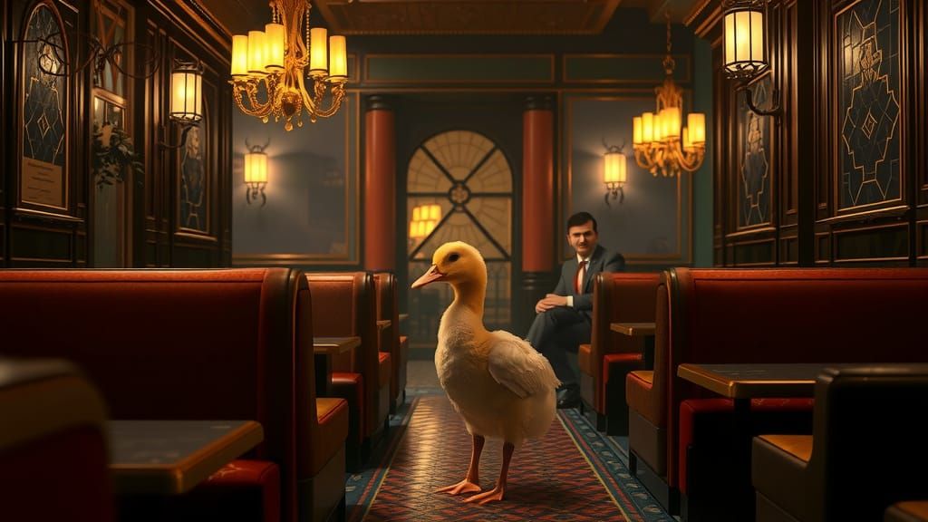 Duckling in 1920s Speakeasy with Art Deco Details