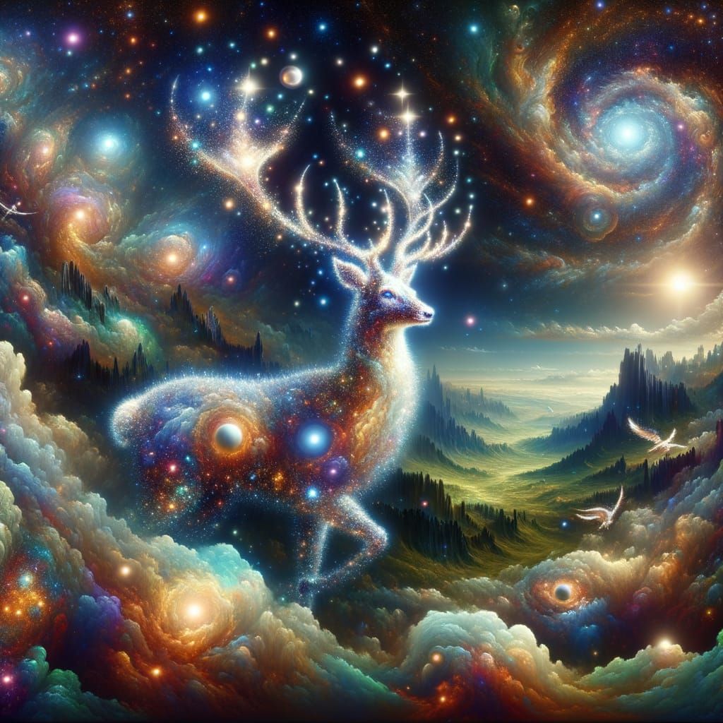 Ethereal Deer Composed of Celestial Light