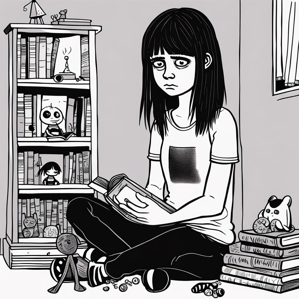 Sad Emo Teenager Illustration
