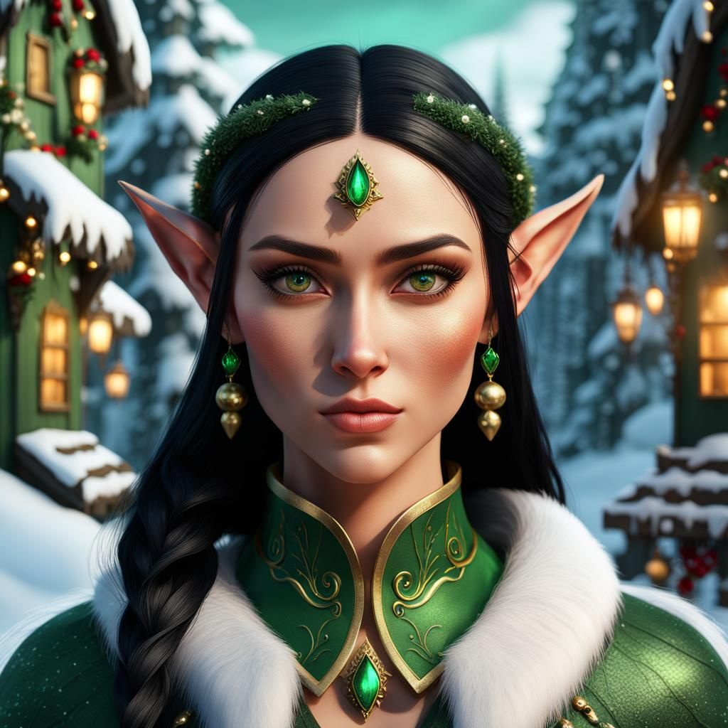 Beautiful Christmas Elf in Detailed Matte Painting