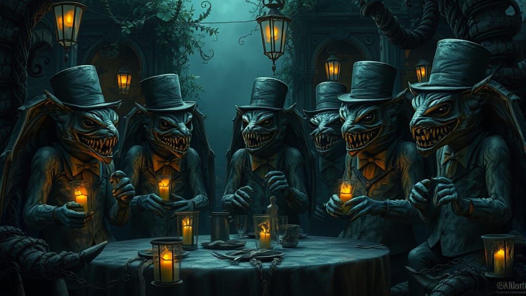 Gargoyles' Garden Party in Gothic Style