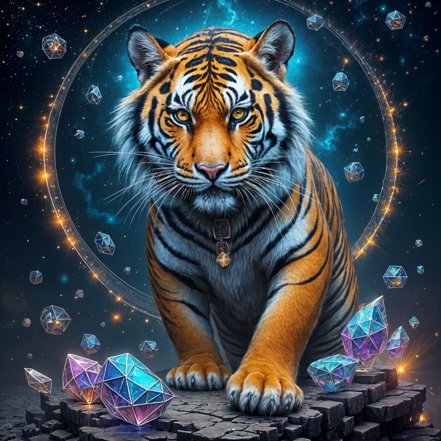 Iridescent Scaled Tiger at Dimensional Nexus