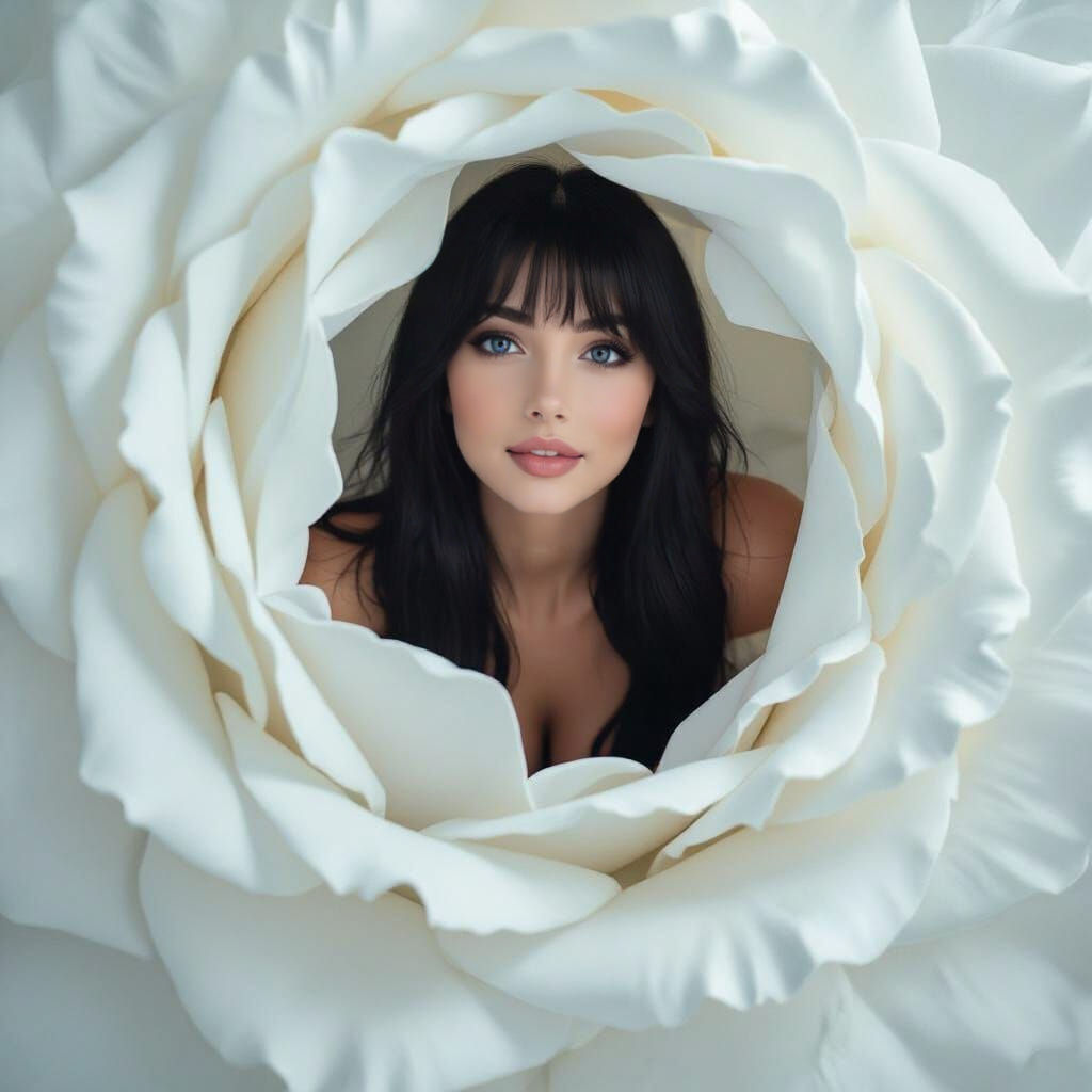 Stunning Beauty Emerging from Rose, K-Pop Makeup