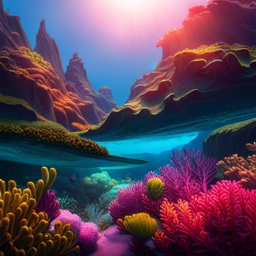 Underwater Coral Reef Paradise: Detailed Digital Painting