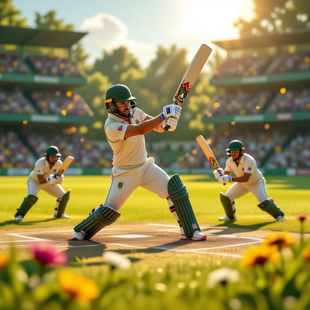 Swatting crickets whilst playing Cricket.