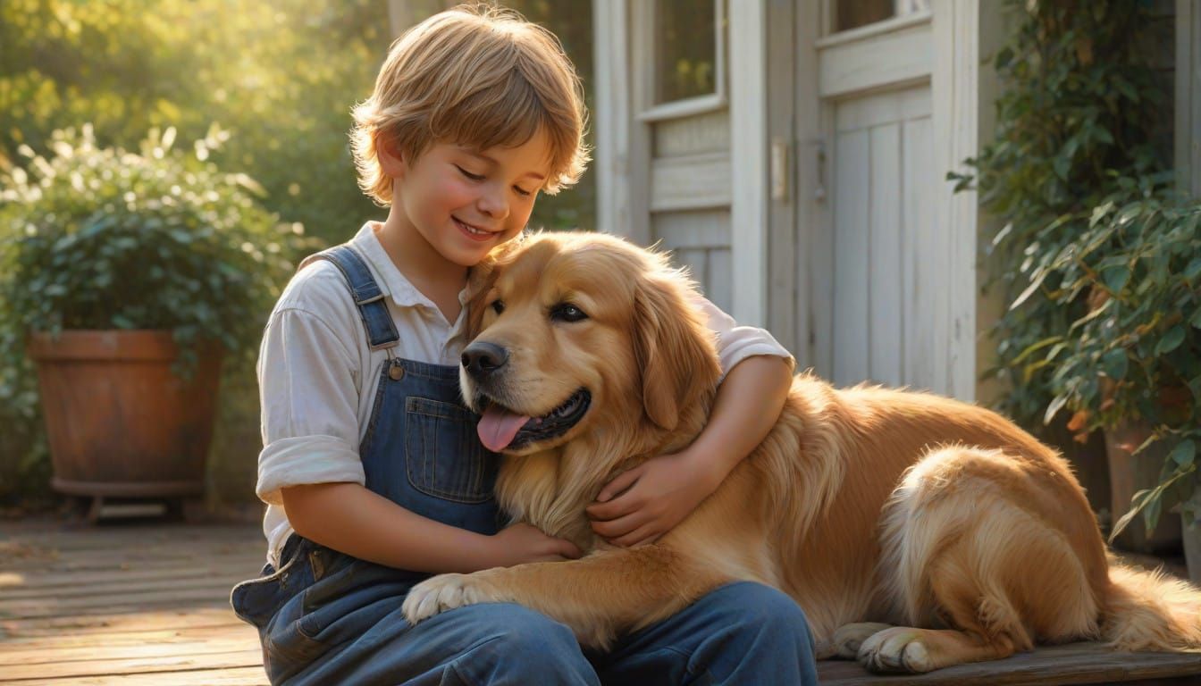 A Young Boy's Heartwarming Bond with His Faithful Golden Ret...