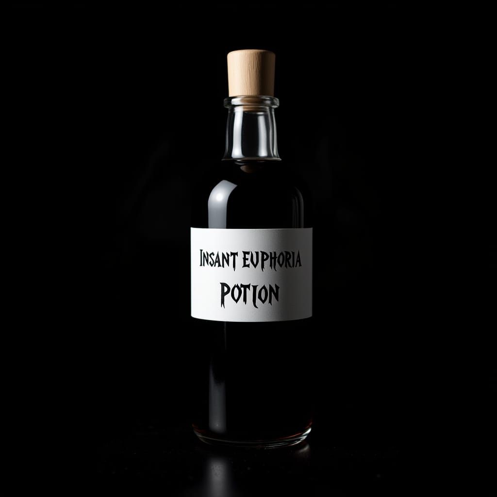Gothic Potion Bottle Full of Black Liquid