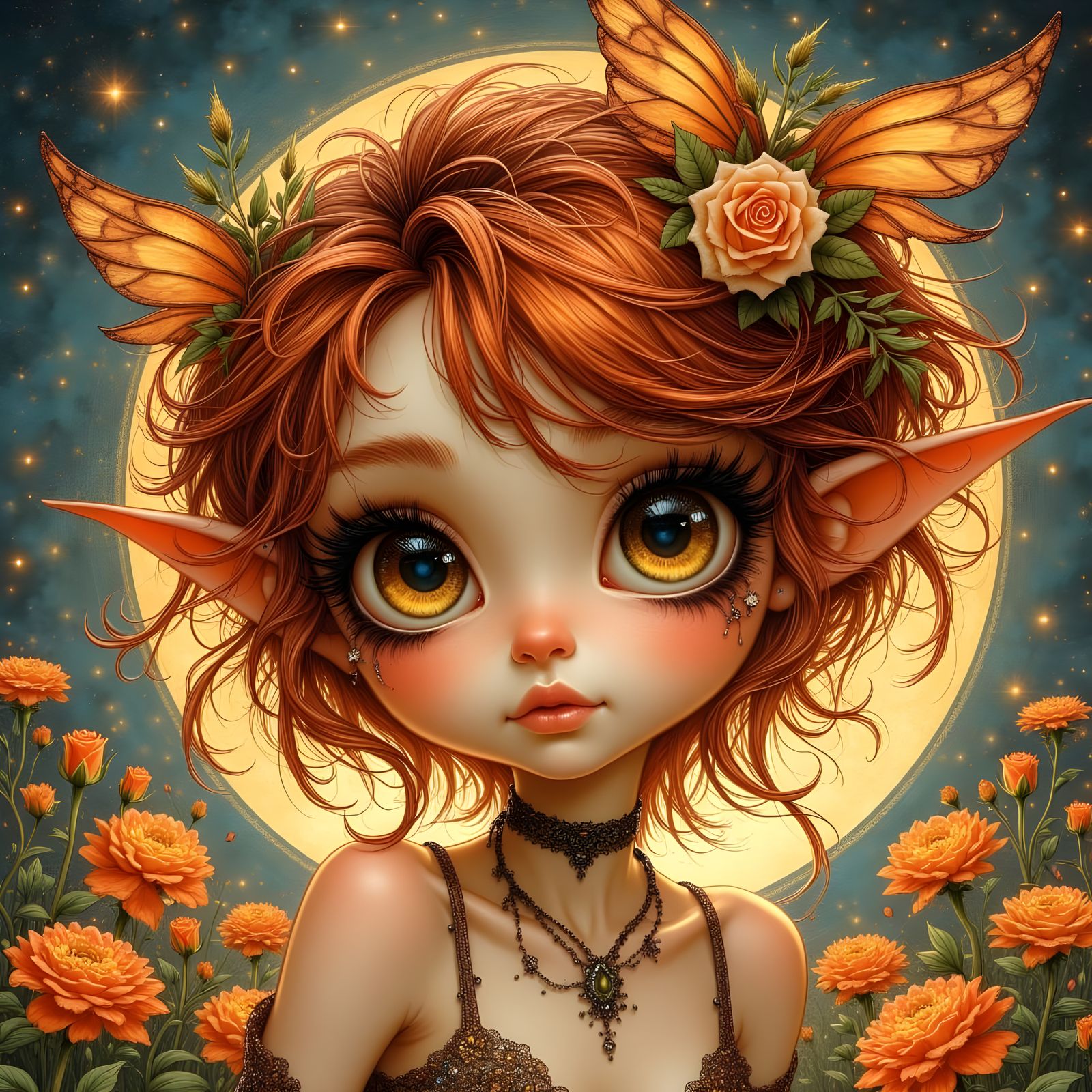Whimsical Punky Pixie with Vanitas Elements