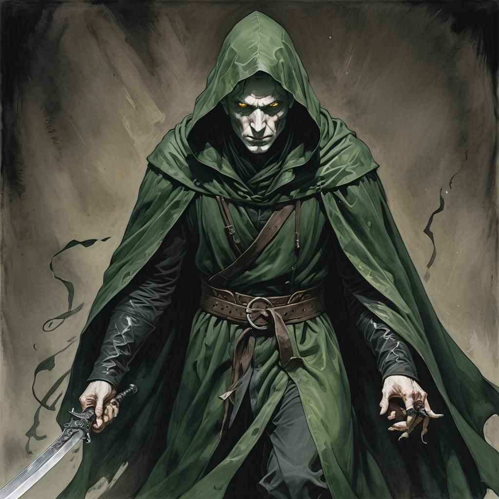 Wiry Rogue in Thieves' Den, Gothic Art Style