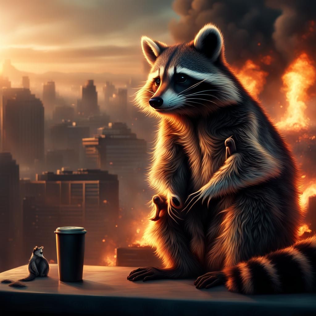 Raccoon Witnessing a Smart Speaker Inferno: Digital Matte Pa...