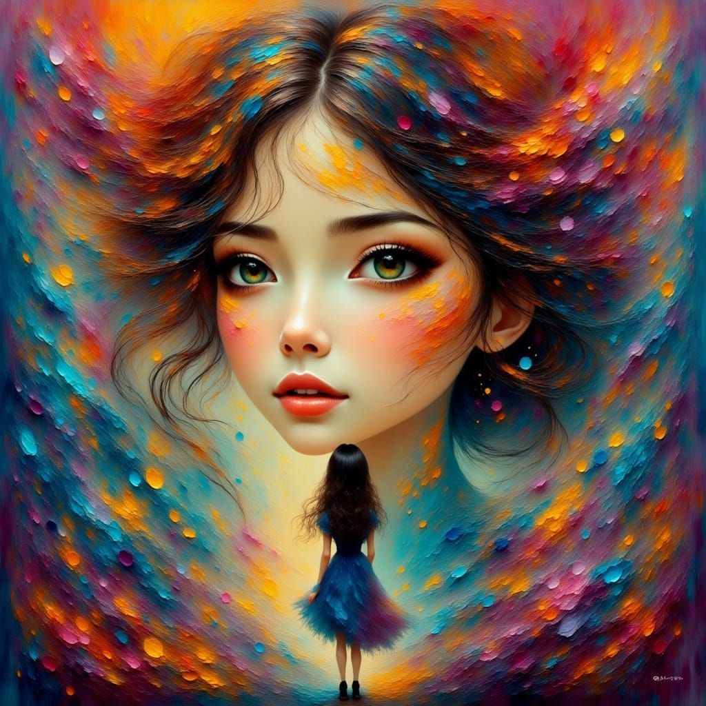 Mystical Dreamscape with Brown-Haired Girl