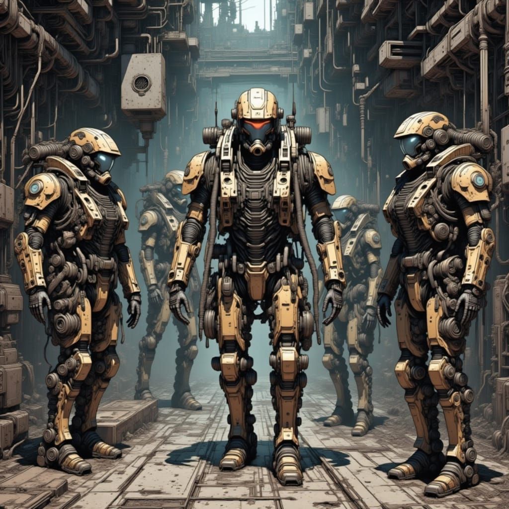 Cyborg Pirates Breach Spaceship in Cyberpunk Style