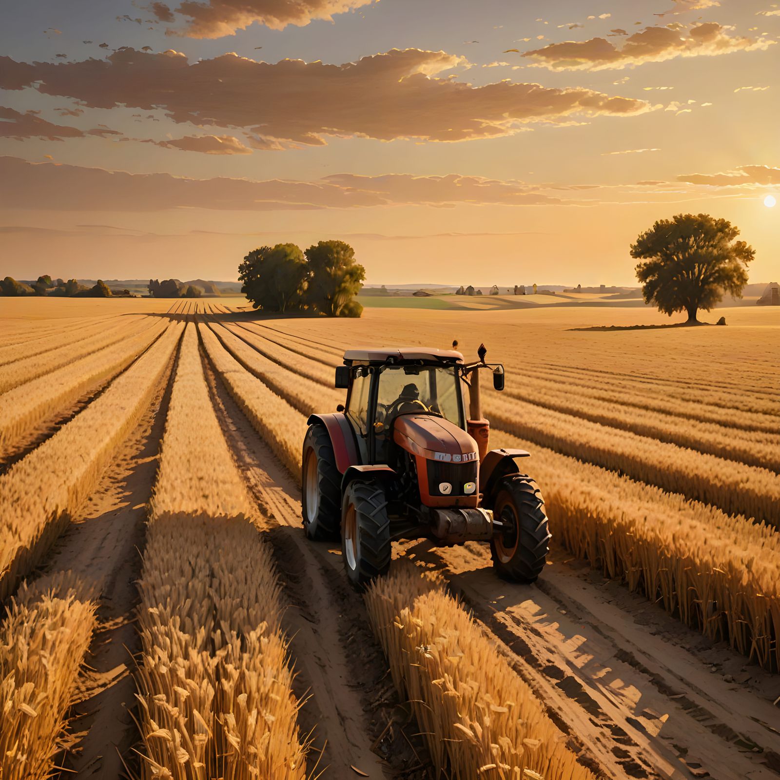 Warm Farmland Landscape in Earthy Hues