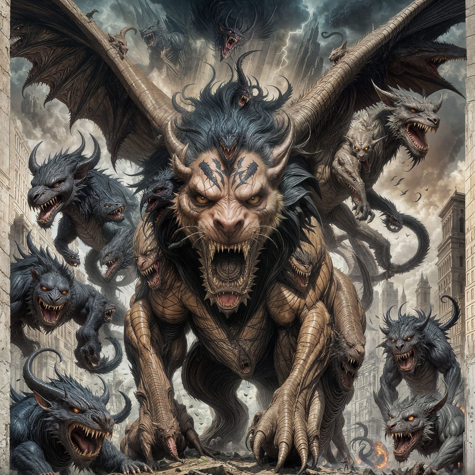Enraged Chimera: Sinister Fantasy Art