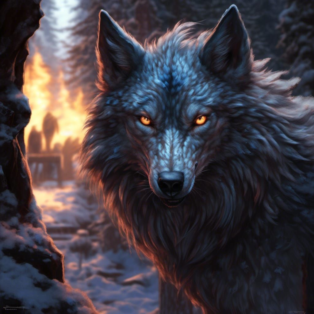 Hyperdetailed Concept Art of a Hungry Wolf