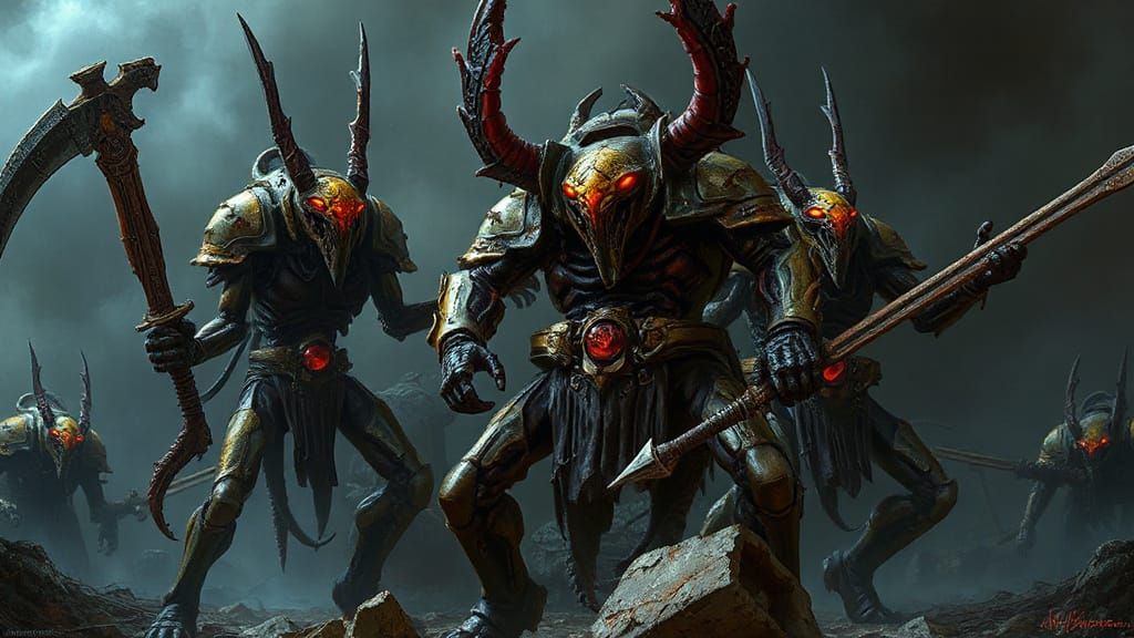 Insectoid Alien Warriors in Dark Fantasy Armor
