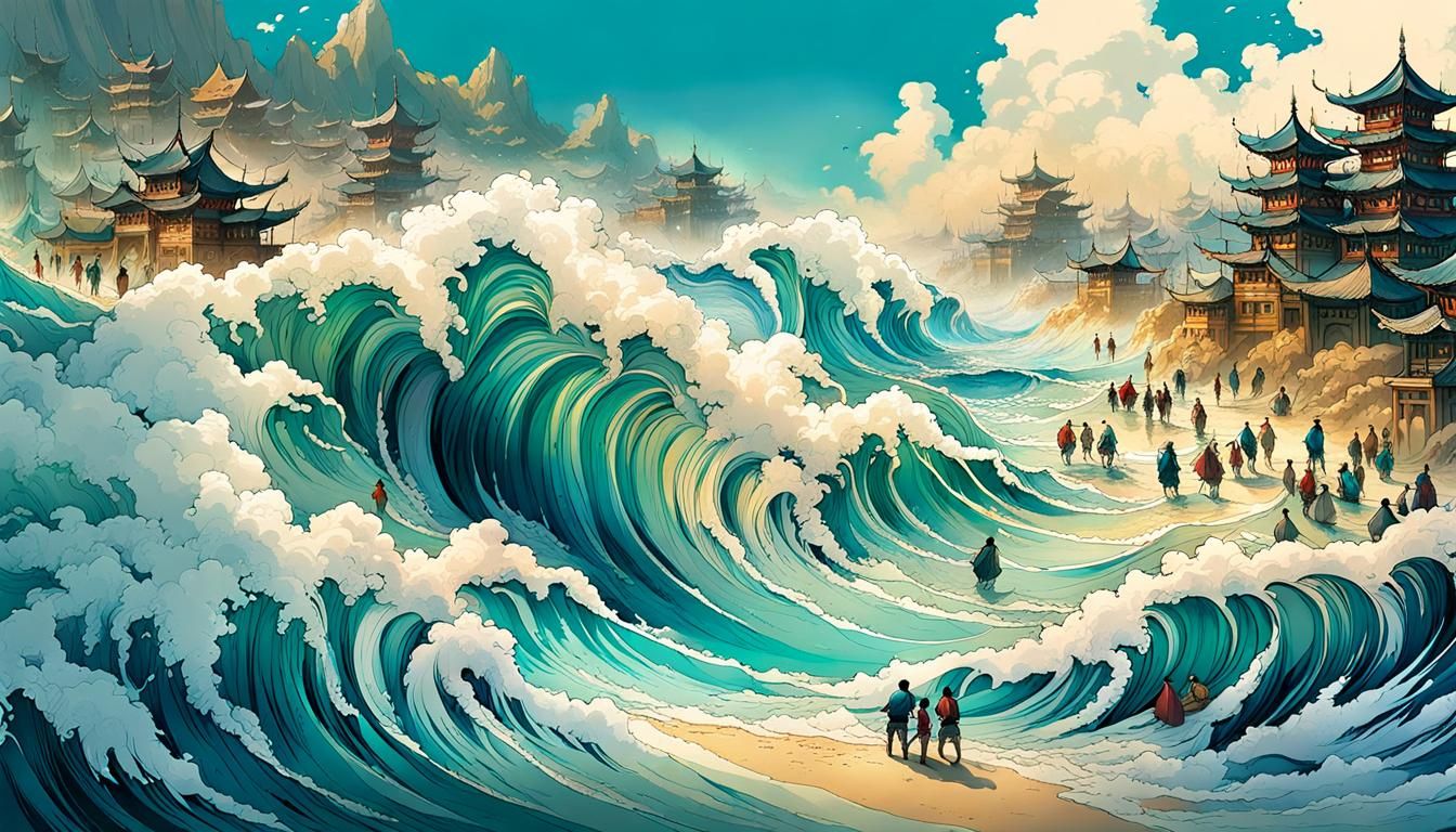 Fantasy Sea Crossing in Vibrant Colors