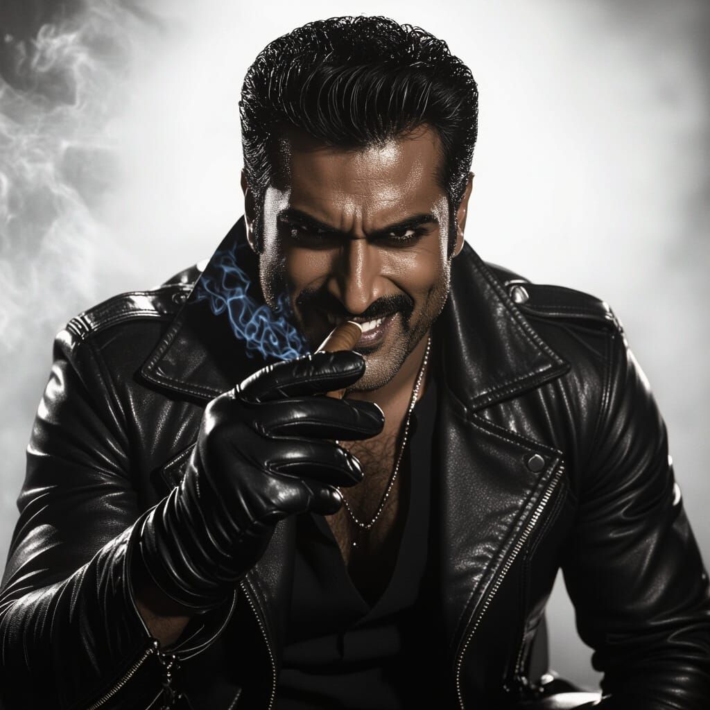 Arrogant Indian Leather Dominator with Cigar