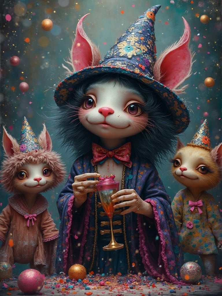 Fantastical Creature Celebrates New Year's Eve in Surreal St...