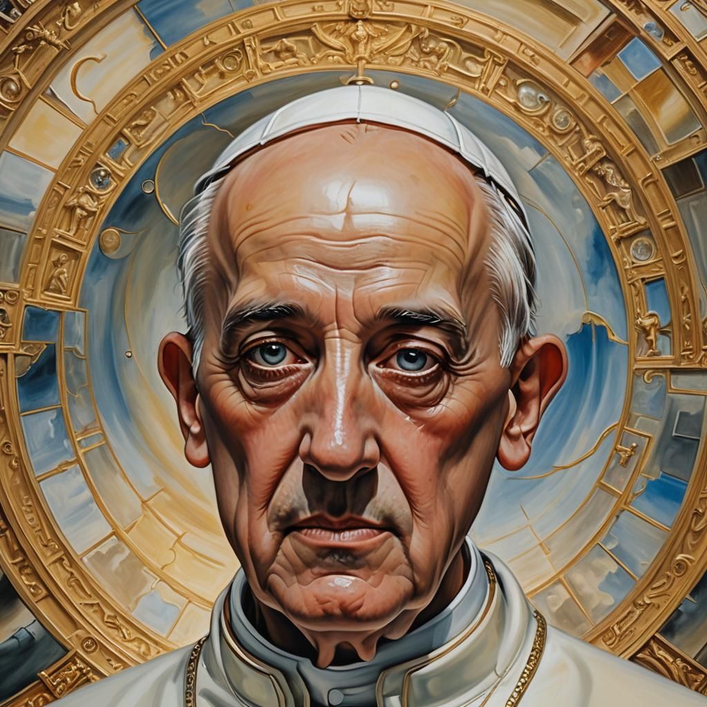 Surreal Pope Portrait in Dreamlike Oil Painting