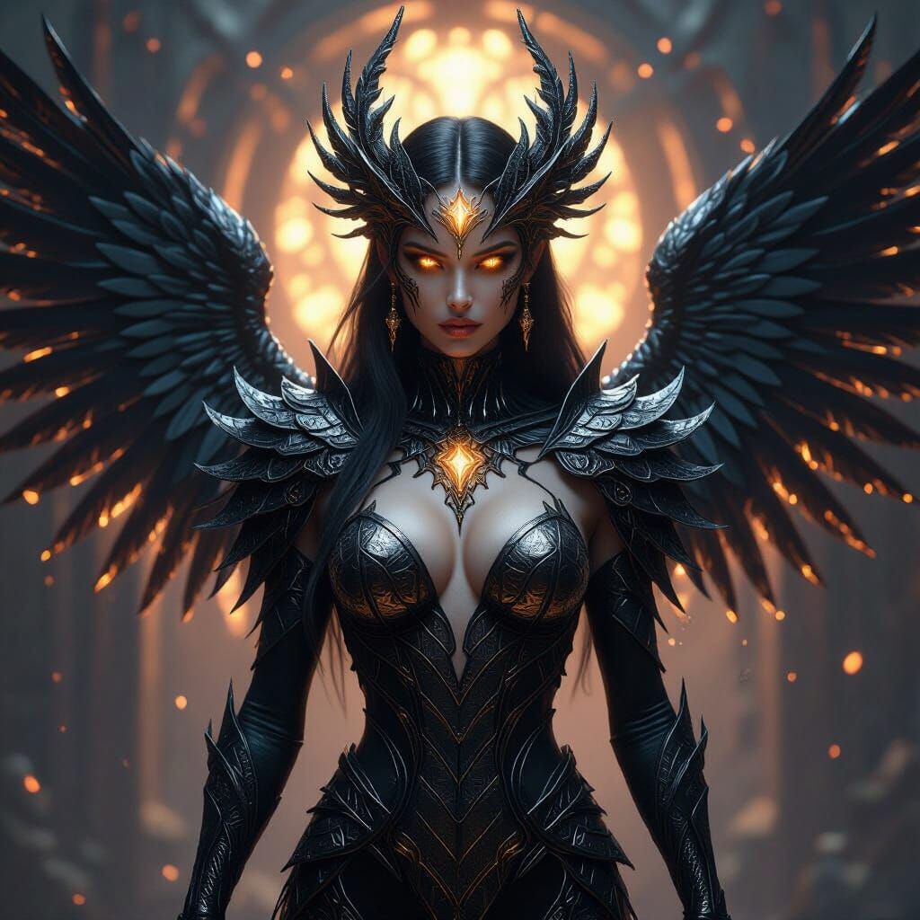 Hybrid Overlord with Obsidian Scales and Gold Eyes