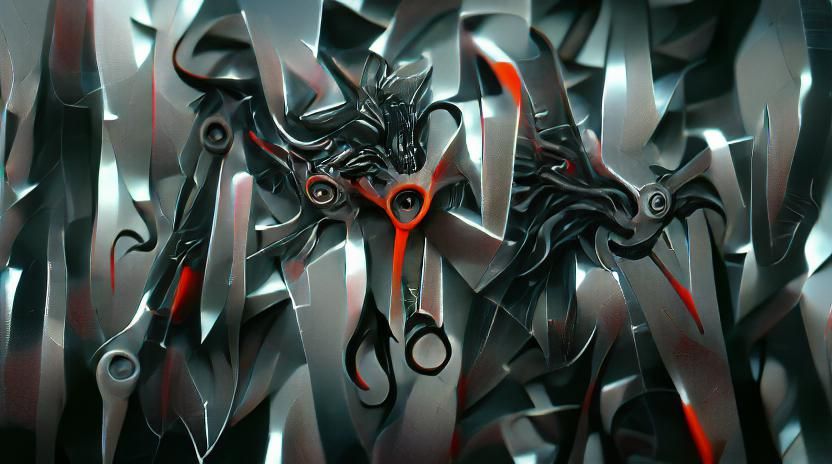 Nightmare Demon Forged from Shimmering Scissors