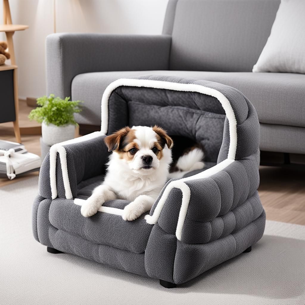 Comfortable Plush Pet Bed in Gray and White