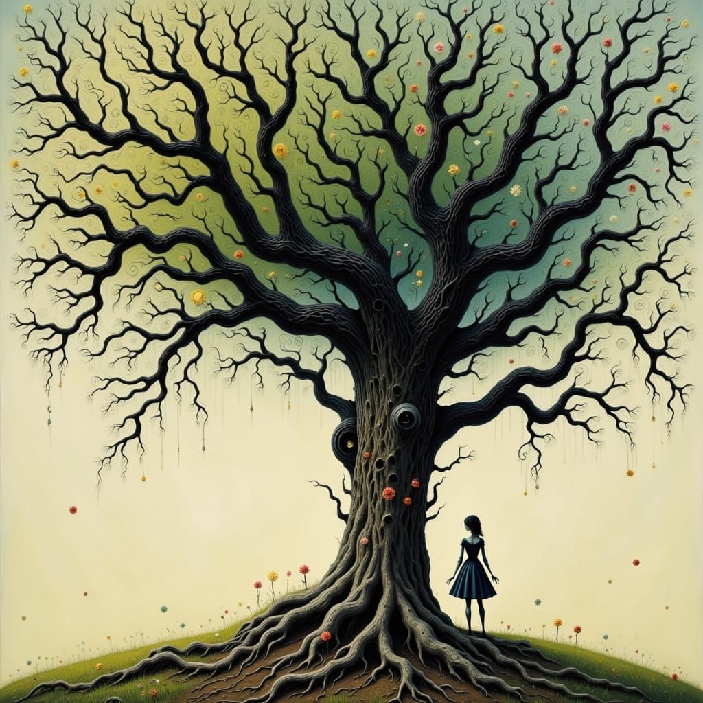 Woman Turns to Tree in Burtonesque Style