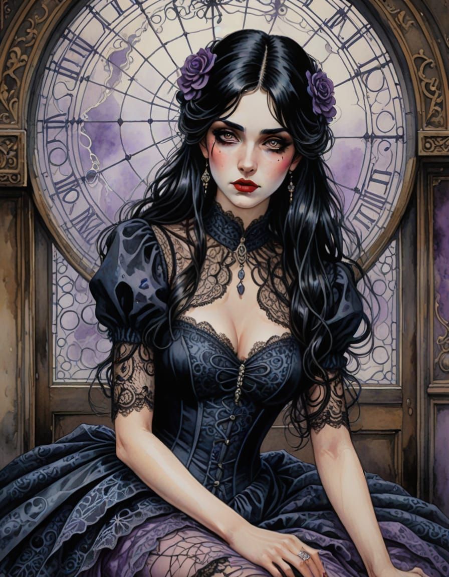 Ethereal Woman in Wet-on-Wet Watercolor Style