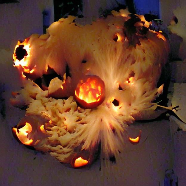 Exploding Jack O' Lantern in Mid-Air
