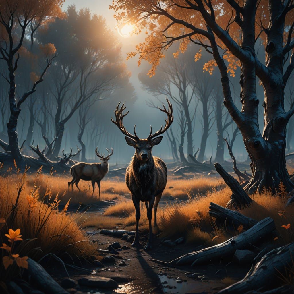 Ethereal Steppe Landscape in Ancient Style