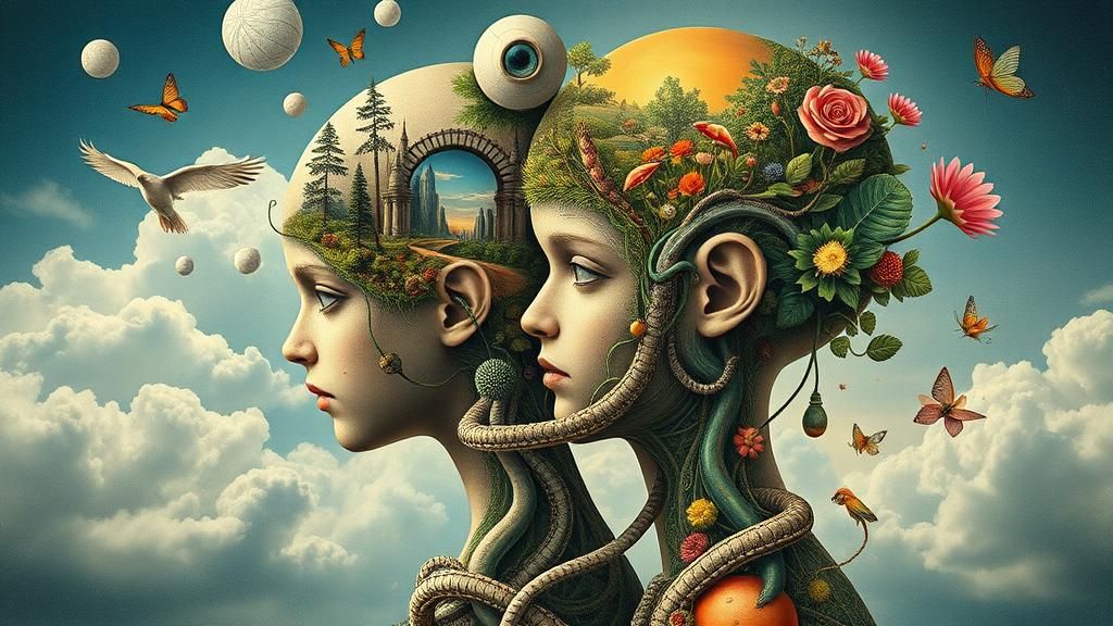 Surreal Intertwined Figures Inspired by Ernst Haeckel