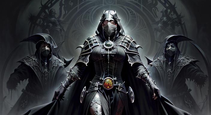 Macabre Black Death Pandemic Masterpiece in Art Nouveau Styl...