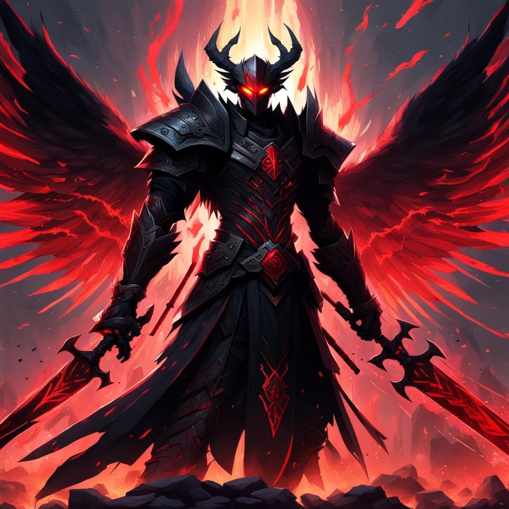 Cursed Shadow Assassin with Rune Armor and Wings