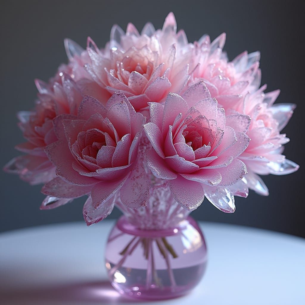 Crystal Rose Bouquet in Glass Art Style