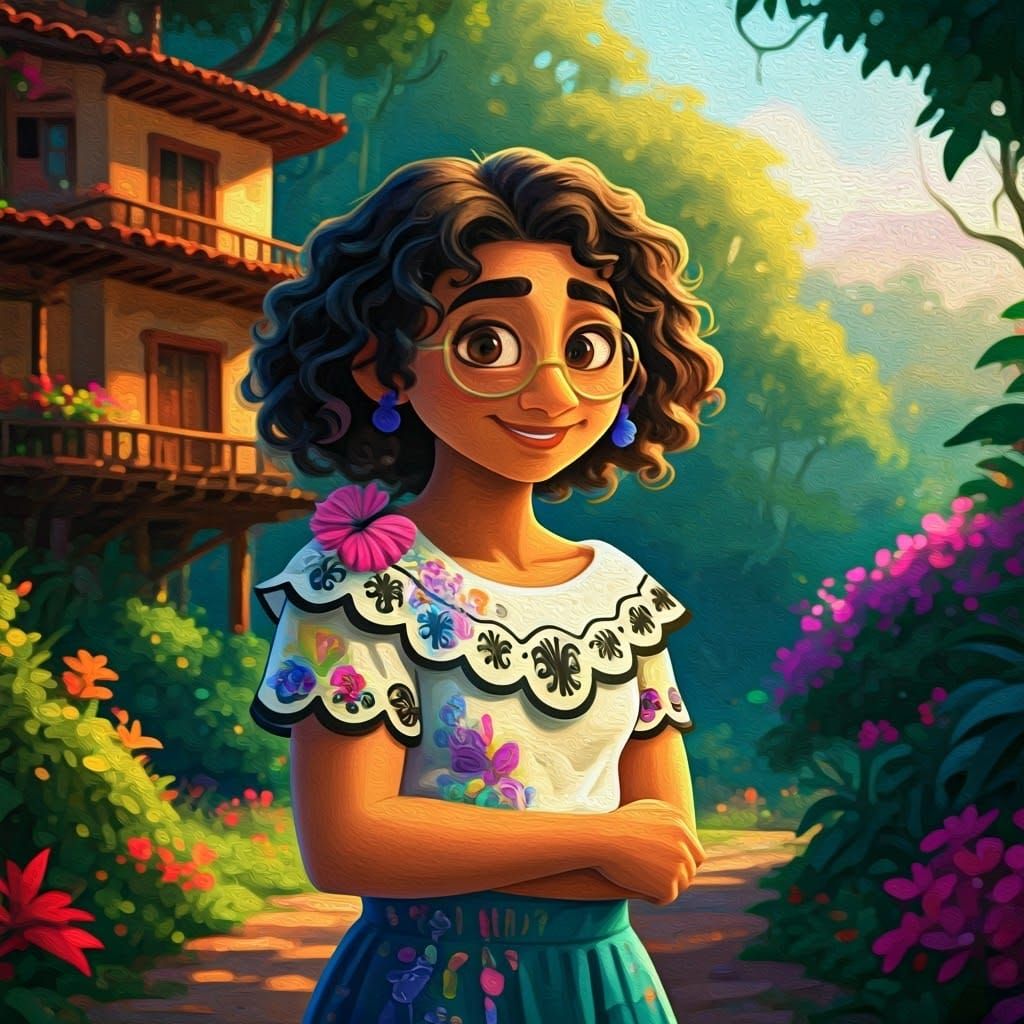 Mirabel in Lush Jungle, Oil Painting Style