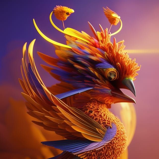 Intricate Phoenix with Sacred Geometry in 3D