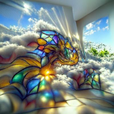 Stained Glass Dragon in Divine Light