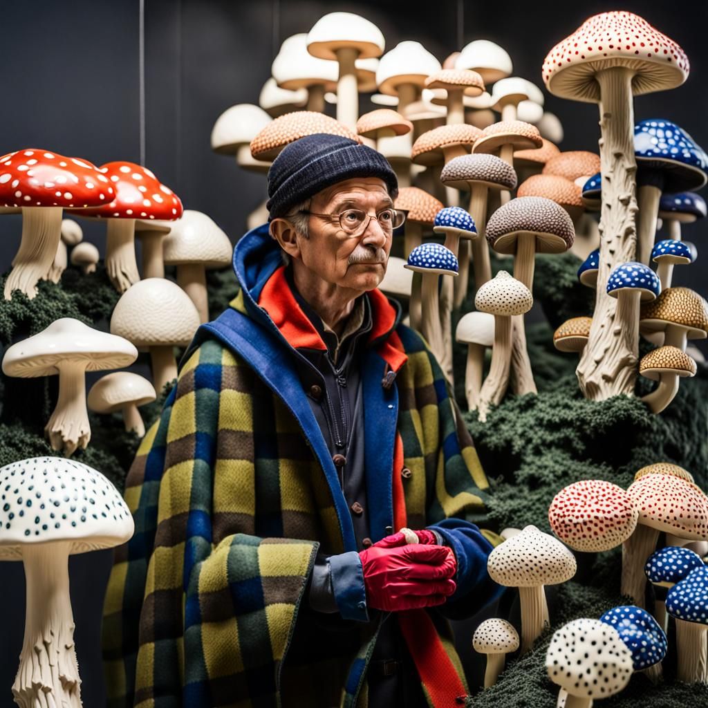 Black Forest Mushrooms in Modern Art Style